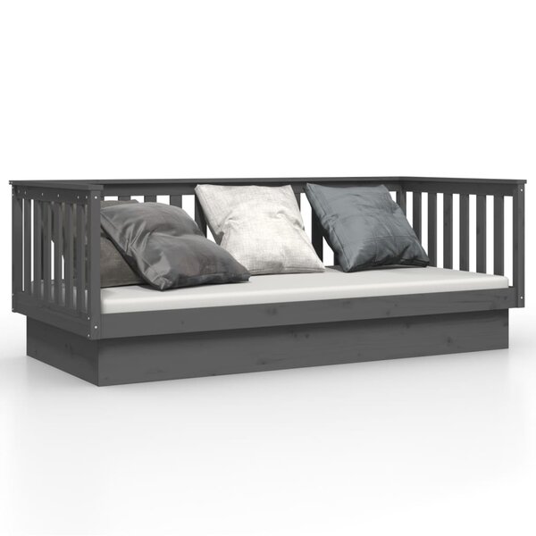vidaXL Lit de jour Gris 100x200 cm Bois de pin massif