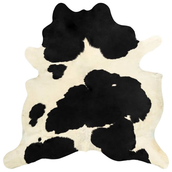 vidaXL Tapis en peau de vache véritable noir et blanc 180x220 cm