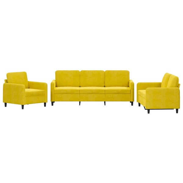 vidaXL Ensemble de canapés 3 Pièces jaune velours