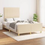 vidaXL Cadre de lit avec tête de lit Crème 120x200 cm Tissu