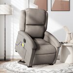 vidaXL Fauteuil inclinable de massage électrique Taupe Tissu