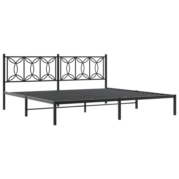 vidaXL Cadre de lit métal avec tête de lit noir 193x203 cm
