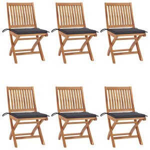 vidaXL Chaises pliables de jardin avec coussins lot de 6 Bois de teck