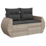 vidaXL Salon de jardin 5 Pièces avec coussins gris clair résine tressée