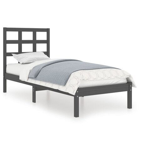 Cadre de lit pour matelas de 100x200 cm en bois de couleur grise