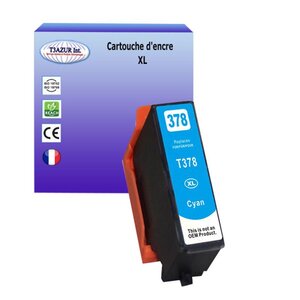 T3AZUR- Cartouche Compatible avec Epson 37XL 37 XL remplace Epson Expression Photo XP15000 XP8500 XP8505 XP8600 XP8605 -Cyan