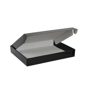 Boîte rectangulaire en carton micro-cannelé noir brillant 32 x 24.5 x 4.5 cm