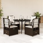 vidaXL Ensemble à manger de jardin 5 Pièces et coussins marron poly rotin
