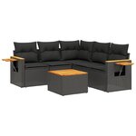 vidaXL Salon de jardin 6 Pièces avec coussins noir résine tressée