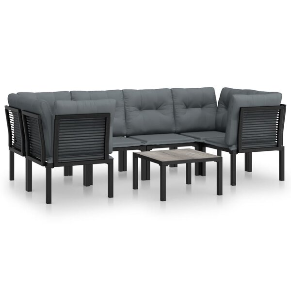 vidaXL Salon de jardin 7 Pièces noir et gris résine tressée