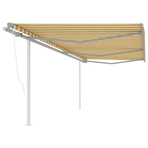 vidaXL Auvent automatique rétractable avec poteaux 6x3m Jaune et blanc