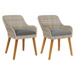 vidaXL Chaises de jardin avec coussins 2 Pièces Gris clair Rattan synthétique