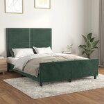 vidaXL Cadre de lit avec tête de lit Vert foncé 140x190 cm Velours