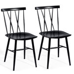 Lot de 2 chaises de salle à manger en métal lot de 2 chaises de cuisine modernes avec haut dossier et siège incurvé embouts antidérapants noir 20_0004892