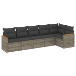 vidaXL Salon de jardin 6 Pièces avec coussins gris résine tressée