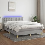 vidaXL Sommier à lattes de lit et matelas et LED Gris clair 140x190 cm