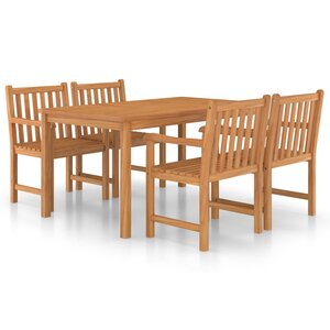 vidaXL Ensemble de salle à manger de jardin 5 pièces 150 x 90 cm en bois de teck massif