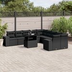 vidaXL Salon de jardin 11 Pièces avec coussins noir résine tressée