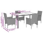vidaXL Ensemble à manger de jardin et coussins 5Pièces marron rotin verre