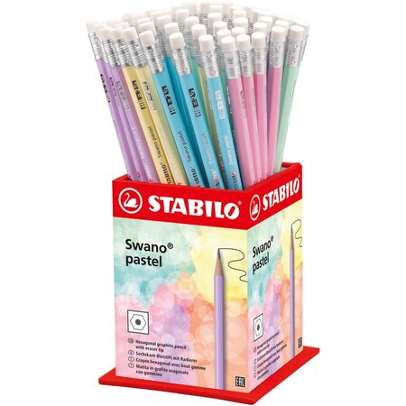 Godet de 72 crayons graphite Swano pastel - bout gomme - HB STABILO