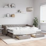 vidaXL Lit de jour avec gigogne et tiroirs taupe 90x200 cm tissu