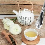 Théière Jiangxi en faïence 1 litre + paille inox avec filtre
