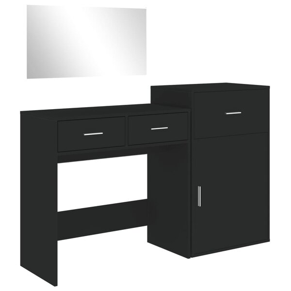 vidaXL Ensemble de coiffeuse 3 Pièces noir bois d'ingénierie