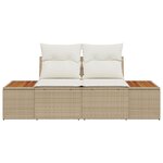 vidaXL Canapé de jardin 2 places avec coussins Beige Rotin Poly