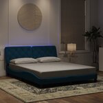 vidaXL Cadre de lit avec lumières LED bleu 160x200 cm velours