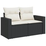 vidaXL Salon de jardin avec coussins 13 Pièces noir résine tressée