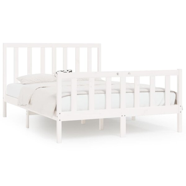 vidaXL Cadre de lit Blanc Bois massif 120x200 cm
