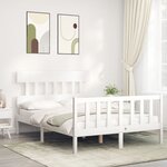 vidaXL Cadre de lit avec tête de lit blanc 140x200 cm bois massif