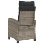 vidaXL Chaise inclinable de jardin avec coussins gris résine tressée