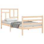vidaXL Cadre de lit avec tête de lit 90x200 cm bois massif