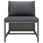 vidaXL Canapé de jardin à 4 places avec coussins Gris Résine tressée