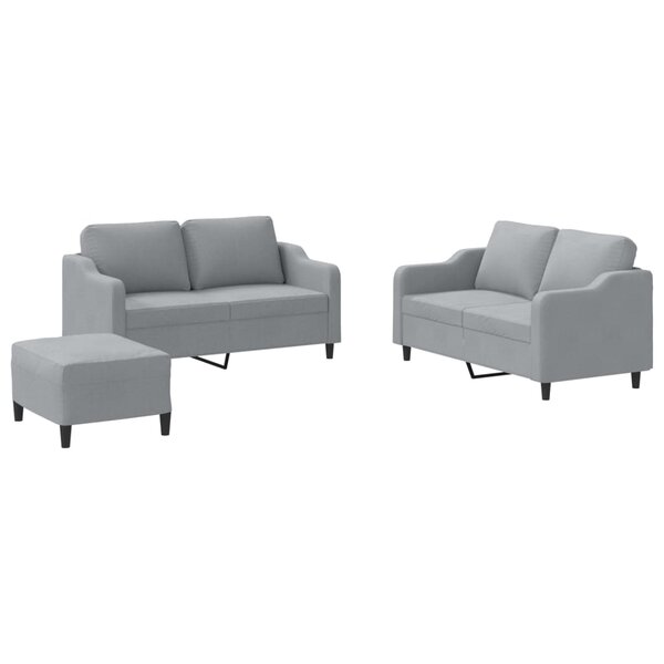 vidaXL Ensemble de canapés 3 Pièces avec coussins Gris clair Tissu