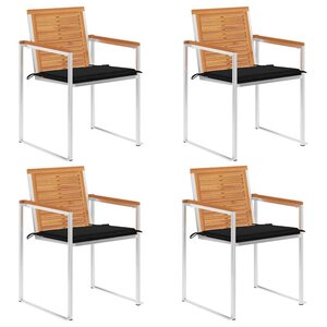 vidaXL Chaises de jardin lot de 4 avec coussins Bois d'acacia massif