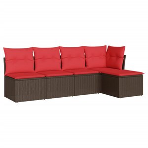 vidaXL Salon de jardin avec coussins 5 Pièces marron résine tressée