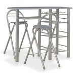 vidaXL Ensemble de bar avec étagères 3 Pièces Bois et acier Gris