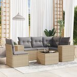vidaXL Salon de jardin avec coussins 6 Pièces beige résine tressée