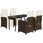 vidaXL Ensemble à manger de jardin 5 Pièces et coussins marron poly rotin