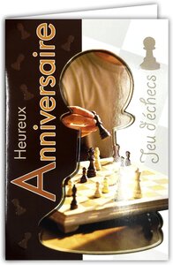 Carte Heureux Anniversaire Jeu d'échecs Pions avec Enveloppe Blanche 12x17 5cm