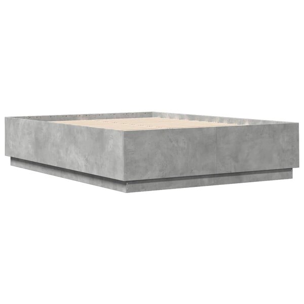 vidaXL Cadre de lit gris béton 120x200 cm bois d'ingénierie