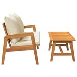 vidaXL Ensemble Bistro 2 pièces avec coussins en bois massif d'acacia