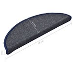 vidaXL Tapis de marches d'escalier 15 Pièces Gris foncé et bleu 56x17x3cm