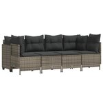 vidaXL Salon de jardin 5 Pièces avec coussins gris résine tressée