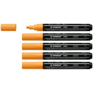 Marqueur pointe moyenne FREE acrylic T300 orange x 5 STABILO