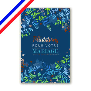 Carte félicitations de mariage - feuillage