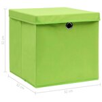 vidaXL Boîtes de rangement avec couvercles 10Pièces Vert 32x32x32cm Tissu