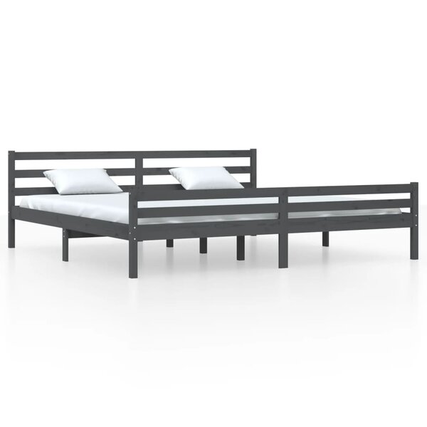 vidaXL Cadre de lit Gris Bois massif 200x200 cm